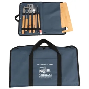 Firepit 5-Piece BBQ Set with Cutting Board & Carrying Case