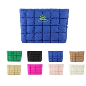 Checkered Puffy Quilted Makeup Cosmetic Bag