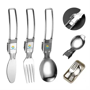 Stainless Steel Folding Portable Camping Cutlery