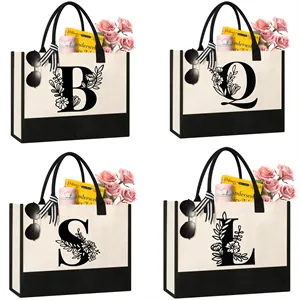 Personalized Initial Canvas Tote Bag Suitable for Thank You