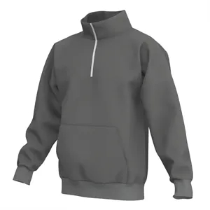 Cadet Collar Sweatshirt with 1/4 Zipper And Pouch