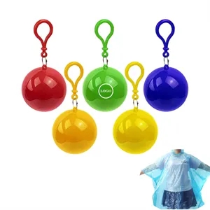 Emergency Rain Poncho with Keychain Ball