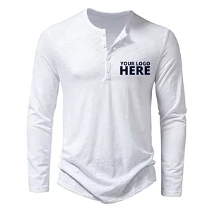 Mens Stand Collar Long Sleeve T Shirt