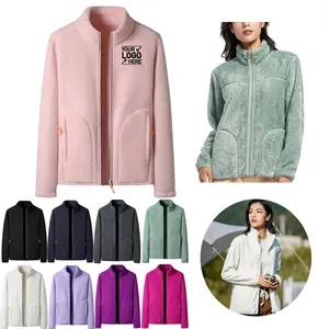 Custom Logo Custom Women's Full Zip Soft Polar Fleece Sherpa Jacket