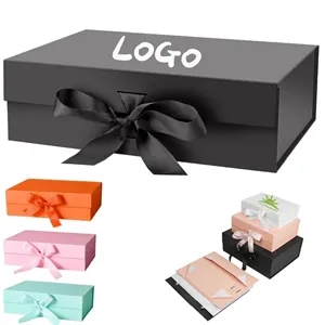 Magnetic Closure Eco-friendly ribbon Gift Box with Lid