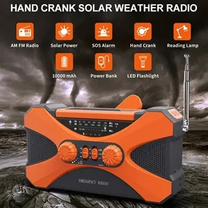 10000mAh Solar Hand Crank Emergency Flashlight SOS Radio