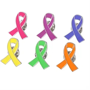 Red Ribbon Zinc Alloy Lapel Pin Badge