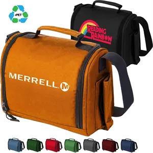 Custom Logo 6-Can rPET Recycled 600D Polyester Insulated Eco Cooler Bag