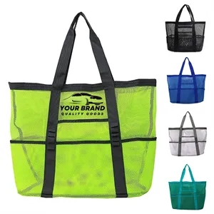 Durable Nylon Beach Bag Hand-Held Mesh Duffel Travel Tote