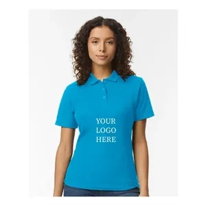 Screen Printed Gildan Women's Pique Polo Shirt
