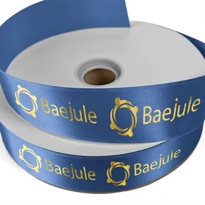 1 1/2" Badge Satin Ribbon - 25yd Roll - Foil Print