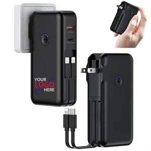 Custom Logo 15000mAh Power Bank PD22.5W USB C Charger with Cables