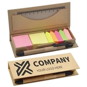 Sticky Note Set with Pen and Ruler and Ecological Case