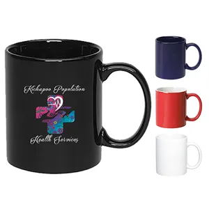 11 oz. Ceramic Dishwasher-Safe Coffee Mug w/ C-Handle