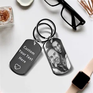 Photo Keychain With Text Unique Engraved