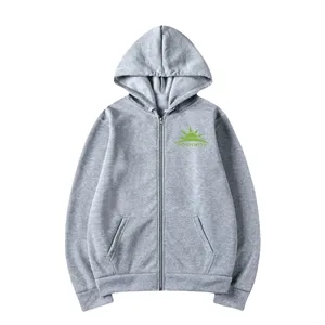 Unisex Casual Solid Color Full Zip Up Hoodies Sweatshirts