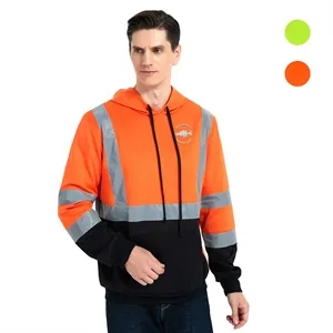Custom Logo Men's ANSI-107 Hi Vis Pullover Safety Hoodie