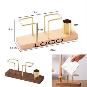 Wood Vertical Napkin Holder With Toothpick Dispenser