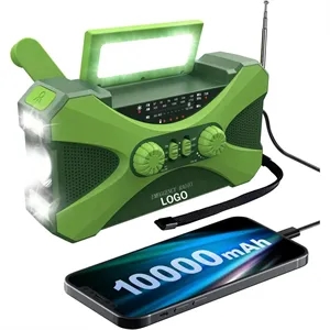 10000mAh Solar Hand Crank Emergency Flashlight SOS Radio