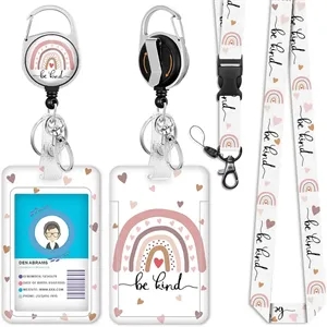 Custom Logo Customized Id Badge Holder With Lanyard And Carabiner Clip