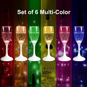 Colored Lights Up Champagne Flutes Cups/Set of 6