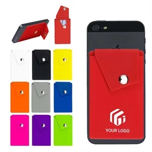 Custom Logo Adhesive Silicone Cell Phone Pocket Card Holder With Stand