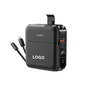 Portable Charger with Built-in Cables&AC Wall Plug