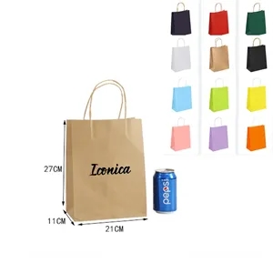 Kraft Paper Gift Bags with Handles - 6x3x8