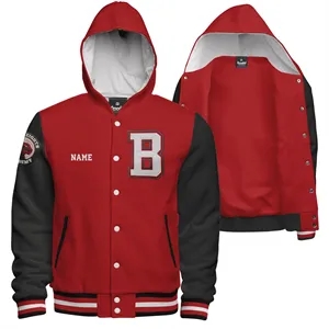 Custom Logo Build Your Own Hooded Fleece Varsity Jacket: No Lining