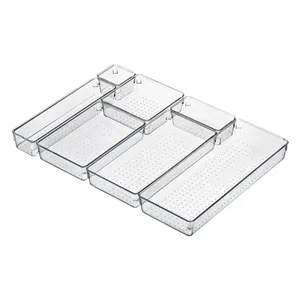 Desk Drawer Divider Organizers and Storage Bins for Makeup,