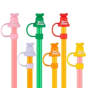 Christmas Bell Silicone Dustproof Straw Tip Cap