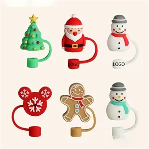 Christmas Silicone Straw Covers Toppers