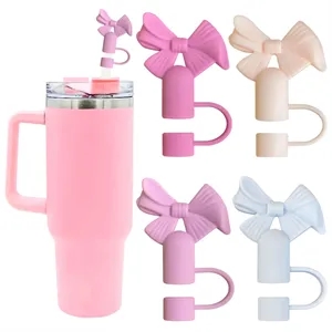 3D Bowknot Reusable Straw Dust-proof Cap