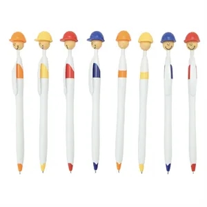 Safety Helmet Smile Face Plastic Ballpoint Pen