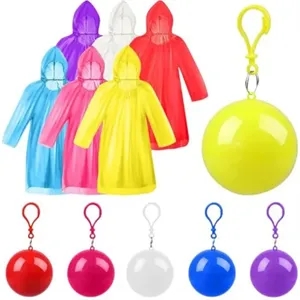 Disposable Rain Poncho In Ball Keychain