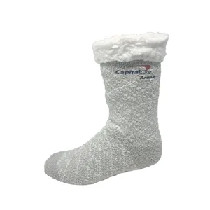 Sherpa Lined, Fuzzy Crew Sock w/ Full Color Print & Grippers
