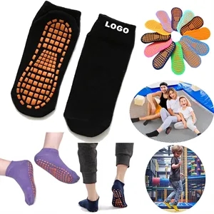 Kids Teenager Non Slip Anti Skid Trampoline Socks with Grips