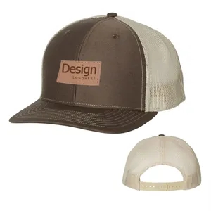 Custom Stamp Leather Patch Trucker Cap, Snapback Mesh Hat
