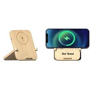 Custom Logo Phone Wireless Charger Bamboo Wood 10W