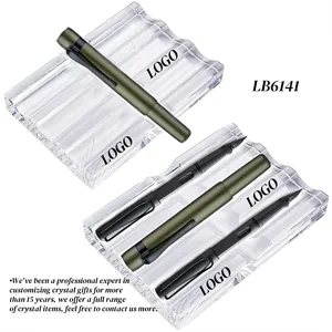 Crystal Fountain Pen Holder Stand Desktop Organizer