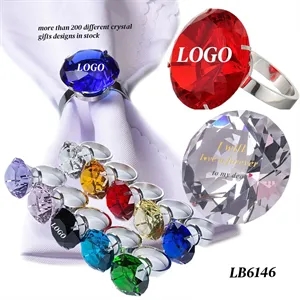 Crystal Napkin Holder Ring Diamond Engraved LOGO