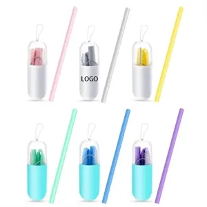 Eco-Friendly Collapsible Silicone Straw Set