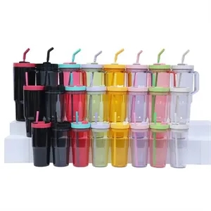 Plastic Drinkware Juice Cup with Straw Set of 3