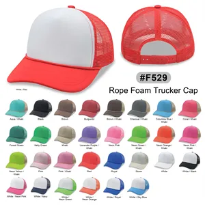 5 Panel Foam Mesh Back Trucker Cap w/Rope