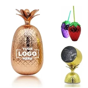 16 Oz Pineapple Shape Cocktail Cup With Straw