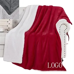Custom Logo Plush Microfiber Sherpa Throw Blanket