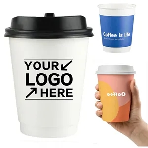 16oz Custom Logo Paper Coffee Cups Bulk With Lids