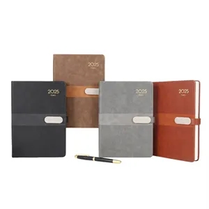 Custom Logo A5 2025 PU Business Daily Plan Agenda Book 180 Sheets
