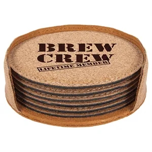 Round Cork 6-Coaster Set 4"