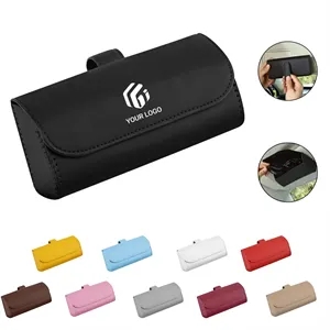 Custom Logo Versatile Universal Leather Car Visor Eyeglasses Organizer